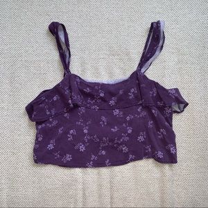 Ivy & Main Purple Floral Crop Tank Top Size M